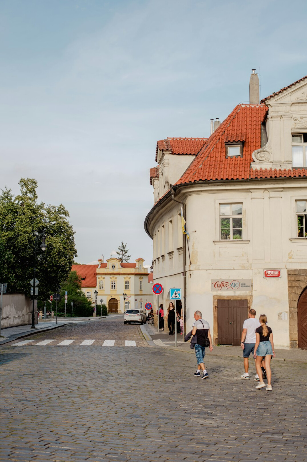 Children playing in a narrow street of an old Polish town