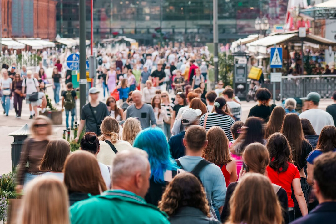 Crowd of people at a local community festival in Poland